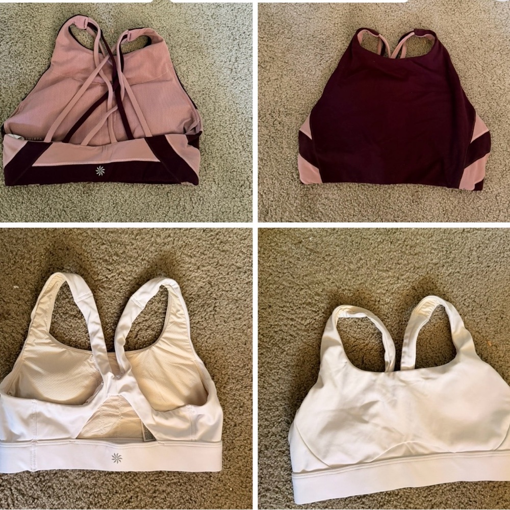 Athleta Burgundy and White Sports Bras Set